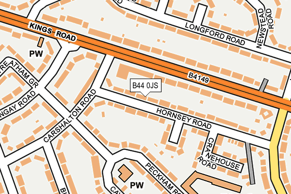 B44 0JS map - OS OpenMap – Local (Ordnance Survey)