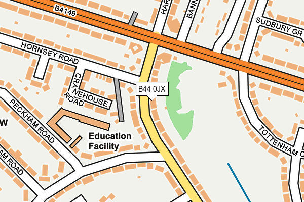 B44 0JX map - OS OpenMap – Local (Ordnance Survey)