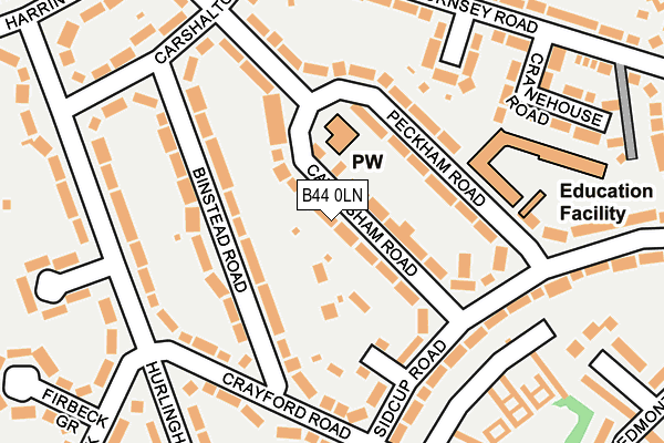 B44 0LN map - OS OpenMap – Local (Ordnance Survey)