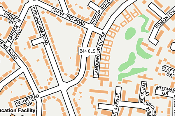 B44 0LS map - OS OpenMap – Local (Ordnance Survey)