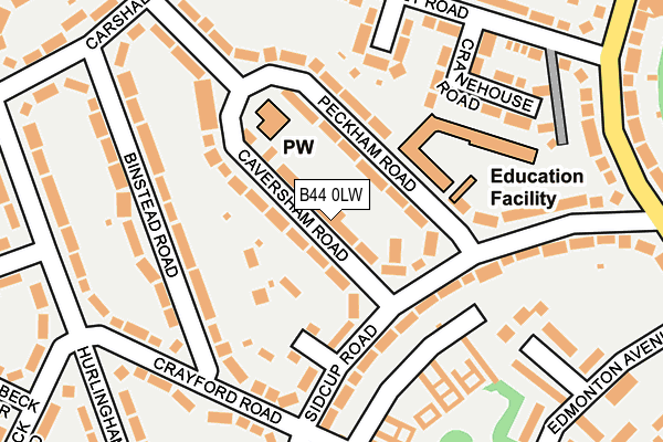 B44 0LW map - OS OpenMap – Local (Ordnance Survey)