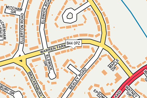 B44 0PZ map - OS OpenMap – Local (Ordnance Survey)