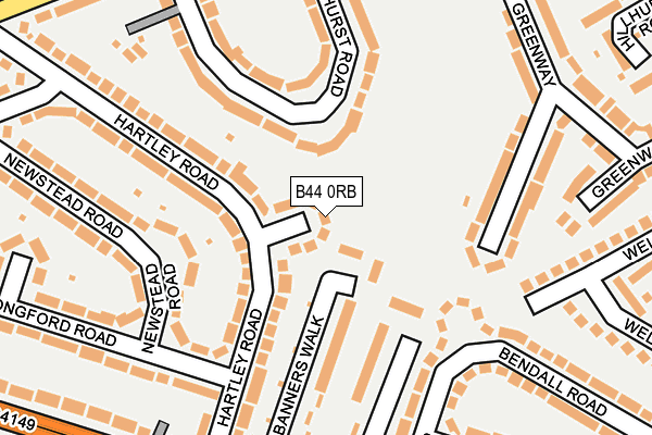 B44 0RB map - OS OpenMap – Local (Ordnance Survey)