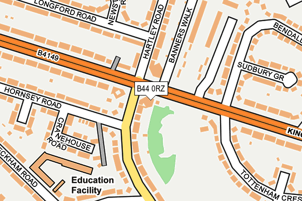 B44 0RZ map - OS OpenMap – Local (Ordnance Survey)