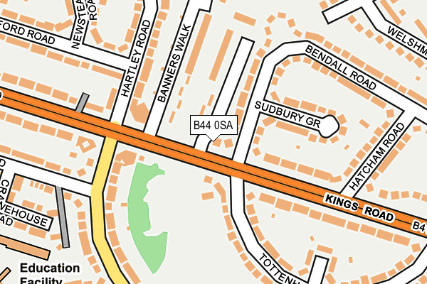 B44 0SA map - OS OpenMap – Local (Ordnance Survey)