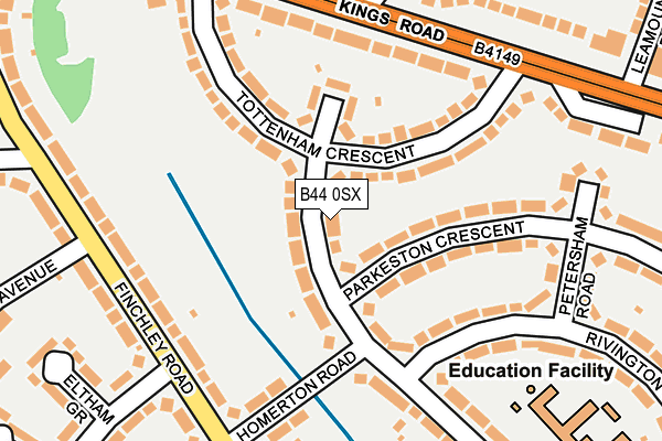 B44 0SX map - OS OpenMap – Local (Ordnance Survey)