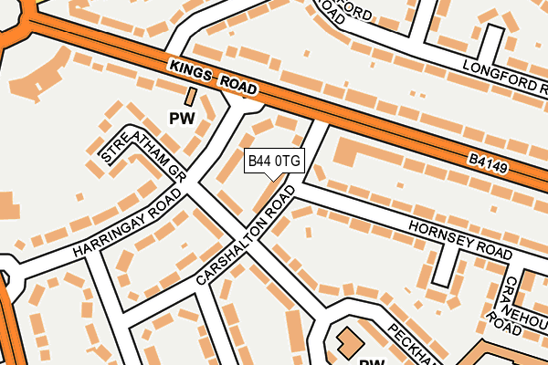 B44 0TG map - OS OpenMap – Local (Ordnance Survey)