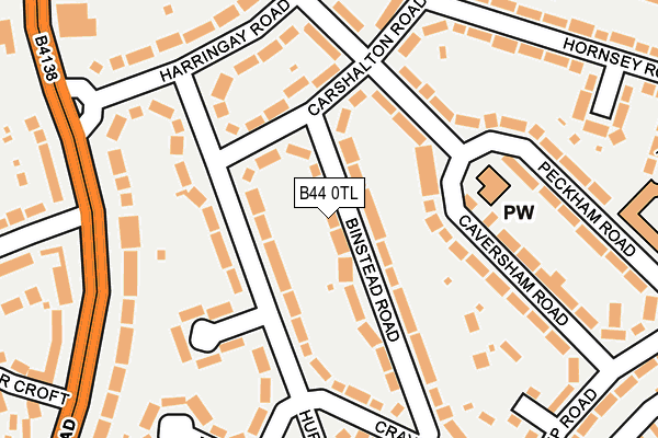 B44 0TL map - OS OpenMap – Local (Ordnance Survey)