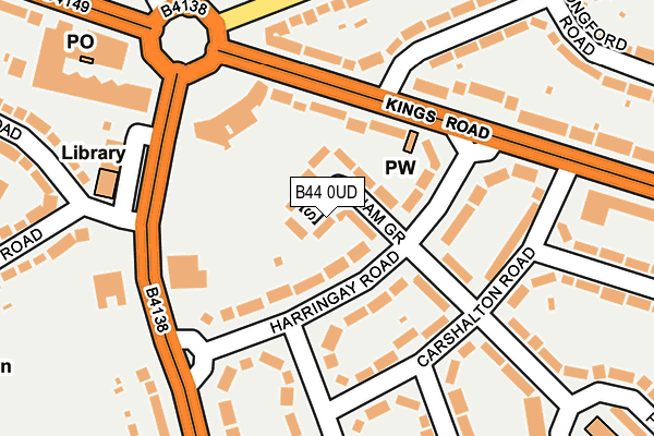 B44 0UD map - OS OpenMap – Local (Ordnance Survey)