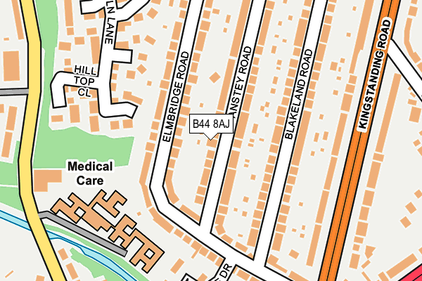 B44 8AJ map - OS OpenMap – Local (Ordnance Survey)