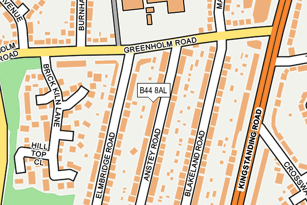 B44 8AL map - OS OpenMap – Local (Ordnance Survey)