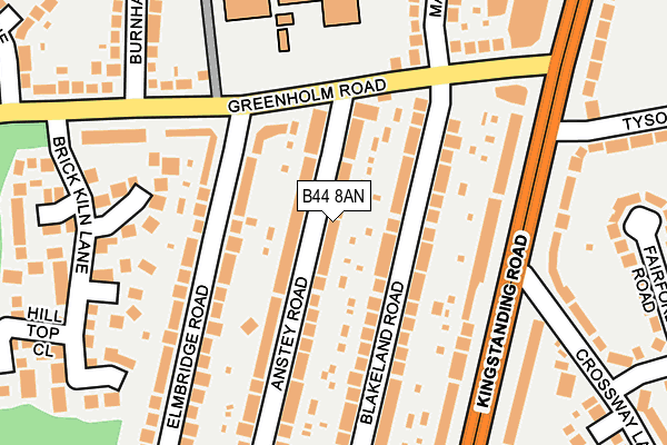 B44 8AN map - OS OpenMap – Local (Ordnance Survey)