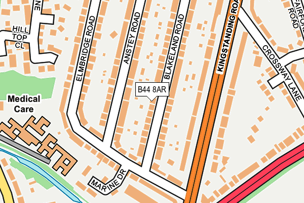 B44 8AR map - OS OpenMap – Local (Ordnance Survey)