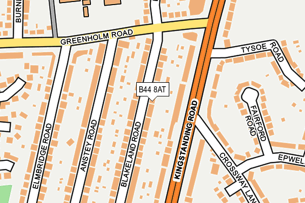 B44 8AT map - OS OpenMap – Local (Ordnance Survey)