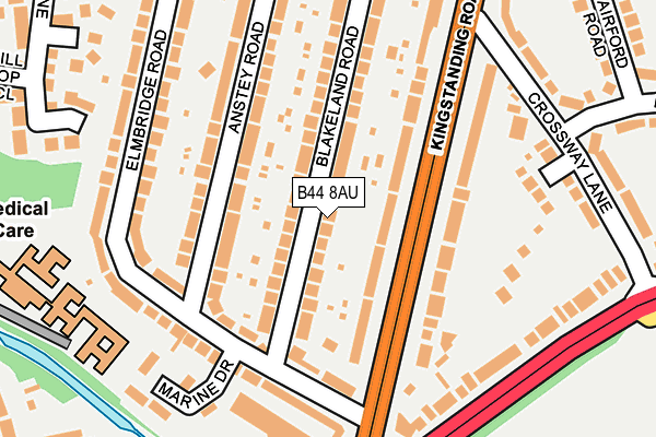 B44 8AU map - OS OpenMap – Local (Ordnance Survey)