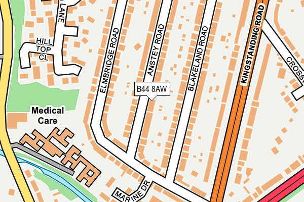 B44 8AW map - OS OpenMap – Local (Ordnance Survey)