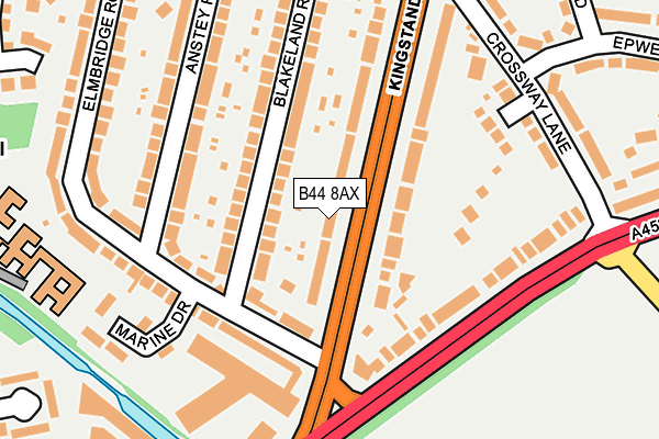 B44 8AX map - OS OpenMap – Local (Ordnance Survey)