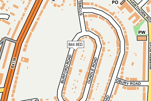 B44 8ED map - OS OpenMap – Local (Ordnance Survey)