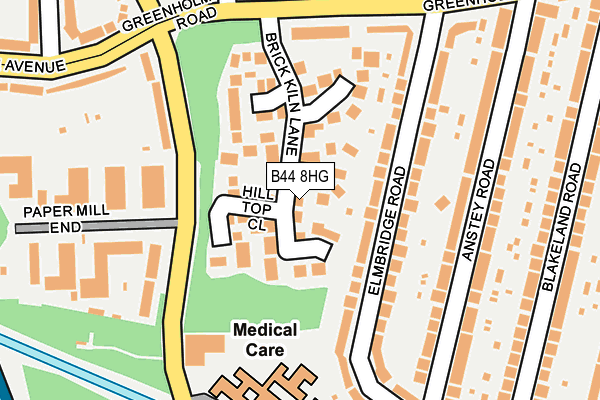 B44 8HG map - OS OpenMap – Local (Ordnance Survey)