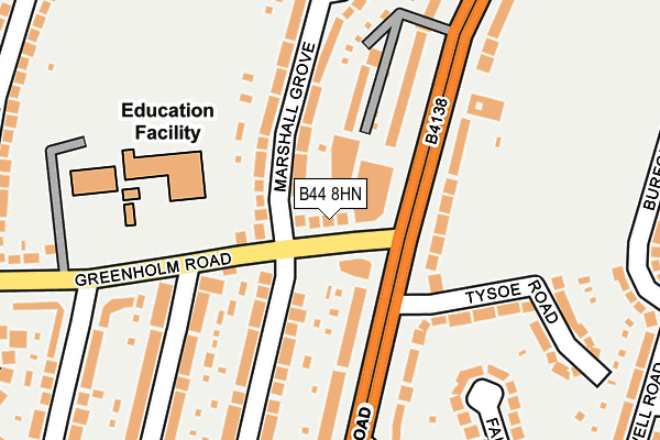 B44 8HN map - OS OpenMap – Local (Ordnance Survey)