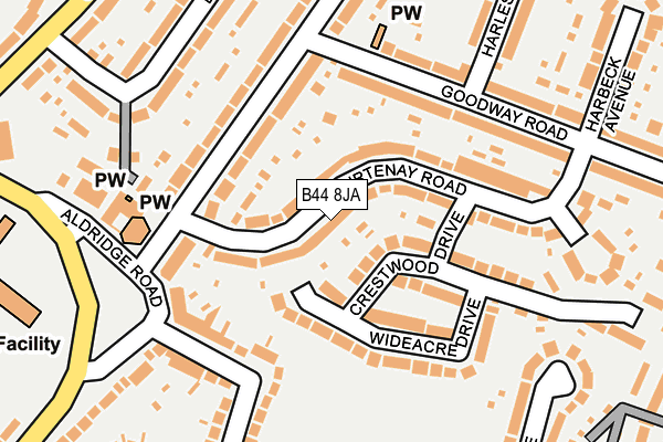 B44 8JA map - OS OpenMap – Local (Ordnance Survey)