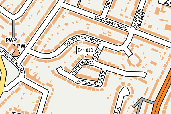 B44 8JD map - OS OpenMap – Local (Ordnance Survey)