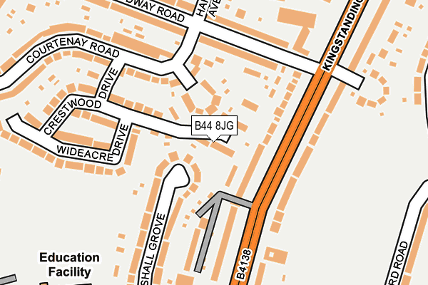 B44 8JG map - OS OpenMap – Local (Ordnance Survey)