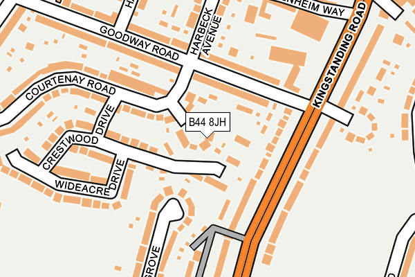 B44 8JH map - OS OpenMap – Local (Ordnance Survey)