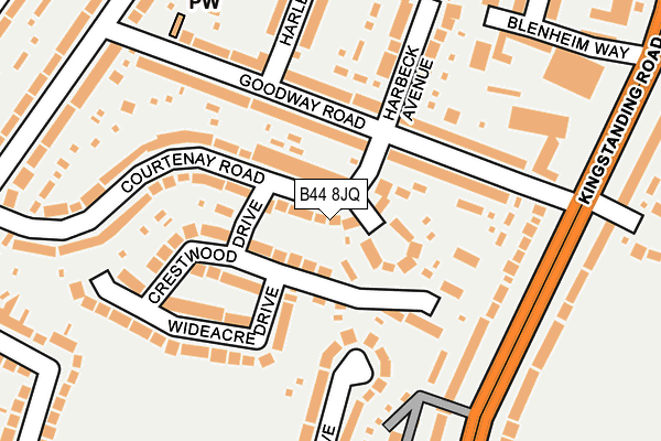 B44 8JQ map - OS OpenMap – Local (Ordnance Survey)