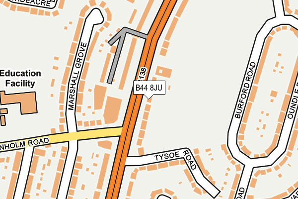 B44 8JU map - OS OpenMap – Local (Ordnance Survey)