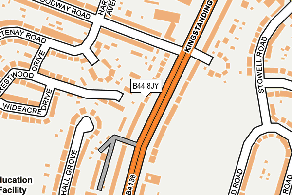 B44 8JY map - OS OpenMap – Local (Ordnance Survey)