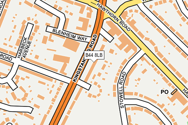 B44 8LB map - OS OpenMap – Local (Ordnance Survey)