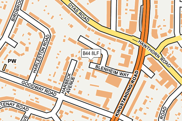 B44 8LF map - OS OpenMap – Local (Ordnance Survey)