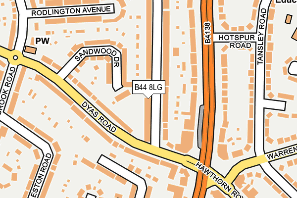 B44 8LG map - OS OpenMap – Local (Ordnance Survey)