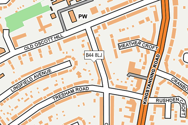 B44 8LJ map - OS OpenMap – Local (Ordnance Survey)