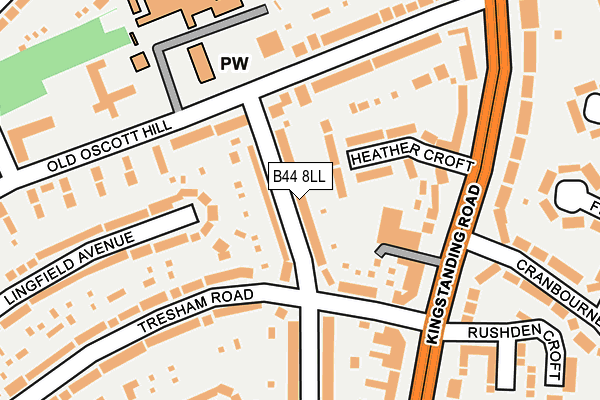 B44 8LL map - OS OpenMap – Local (Ordnance Survey)