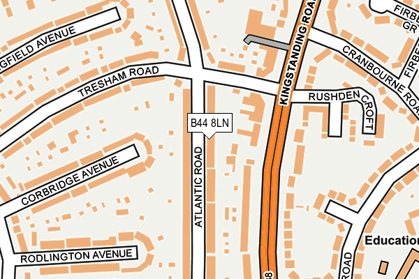 B44 8LN map - OS OpenMap – Local (Ordnance Survey)