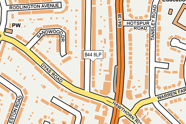 B44 8LP map - OS OpenMap – Local (Ordnance Survey)