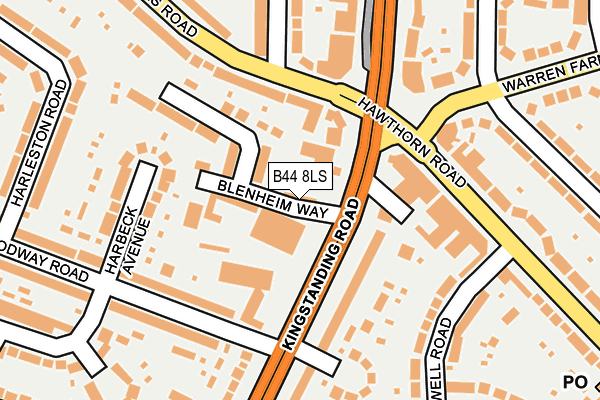 B44 8LS map - OS OpenMap – Local (Ordnance Survey)