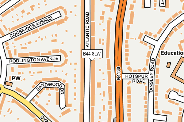 B44 8LW map - OS OpenMap – Local (Ordnance Survey)