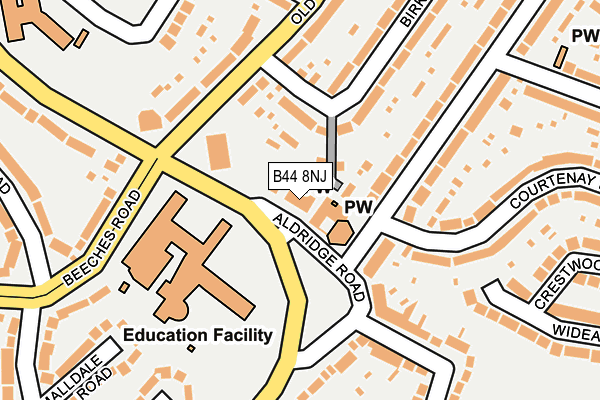 B44 8NJ map - OS OpenMap – Local (Ordnance Survey)