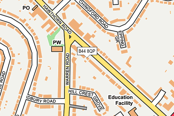 B44 8QP map - OS OpenMap – Local (Ordnance Survey)