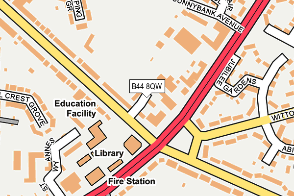 B44 8QW map - OS OpenMap – Local (Ordnance Survey)