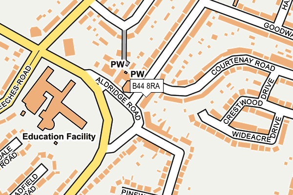 B44 8RA map - OS OpenMap – Local (Ordnance Survey)