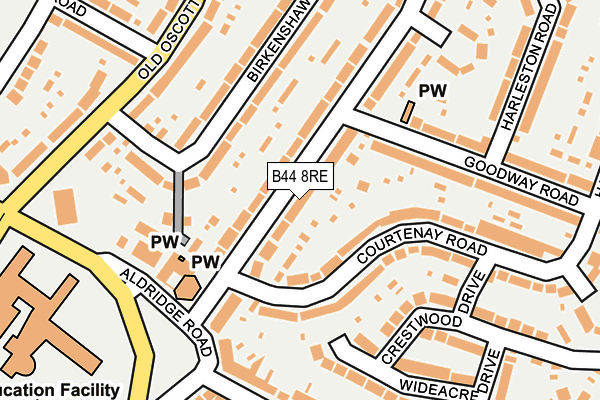 B44 8RE map - OS OpenMap – Local (Ordnance Survey)