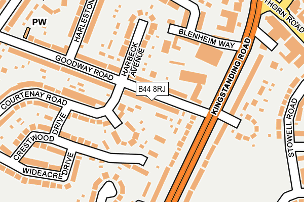 B44 8RJ map - OS OpenMap – Local (Ordnance Survey)