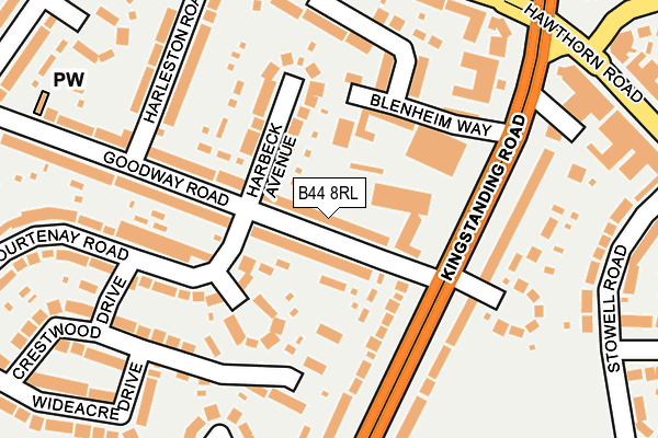 B44 8RL map - OS OpenMap – Local (Ordnance Survey)