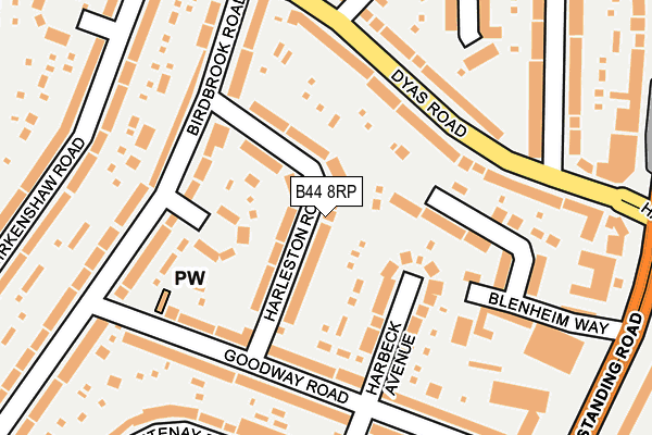 B44 8RP map - OS OpenMap – Local (Ordnance Survey)