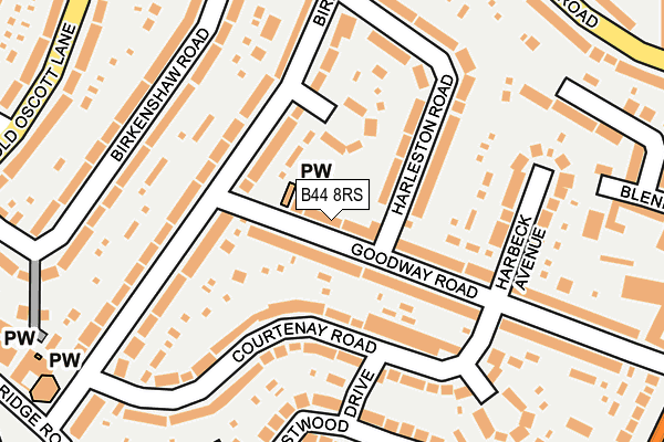 B44 8RS map - OS OpenMap – Local (Ordnance Survey)