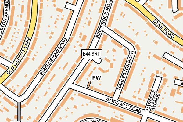 B44 8RT map - OS OpenMap – Local (Ordnance Survey)